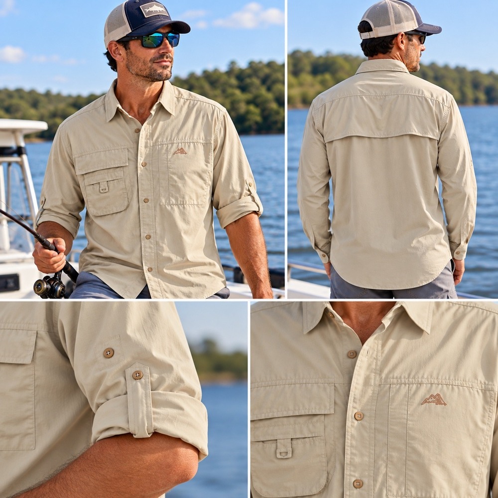 NWT Natural Gear Dry Vent River Shirt Mens XL Sierra Tan UV Protection Fishing